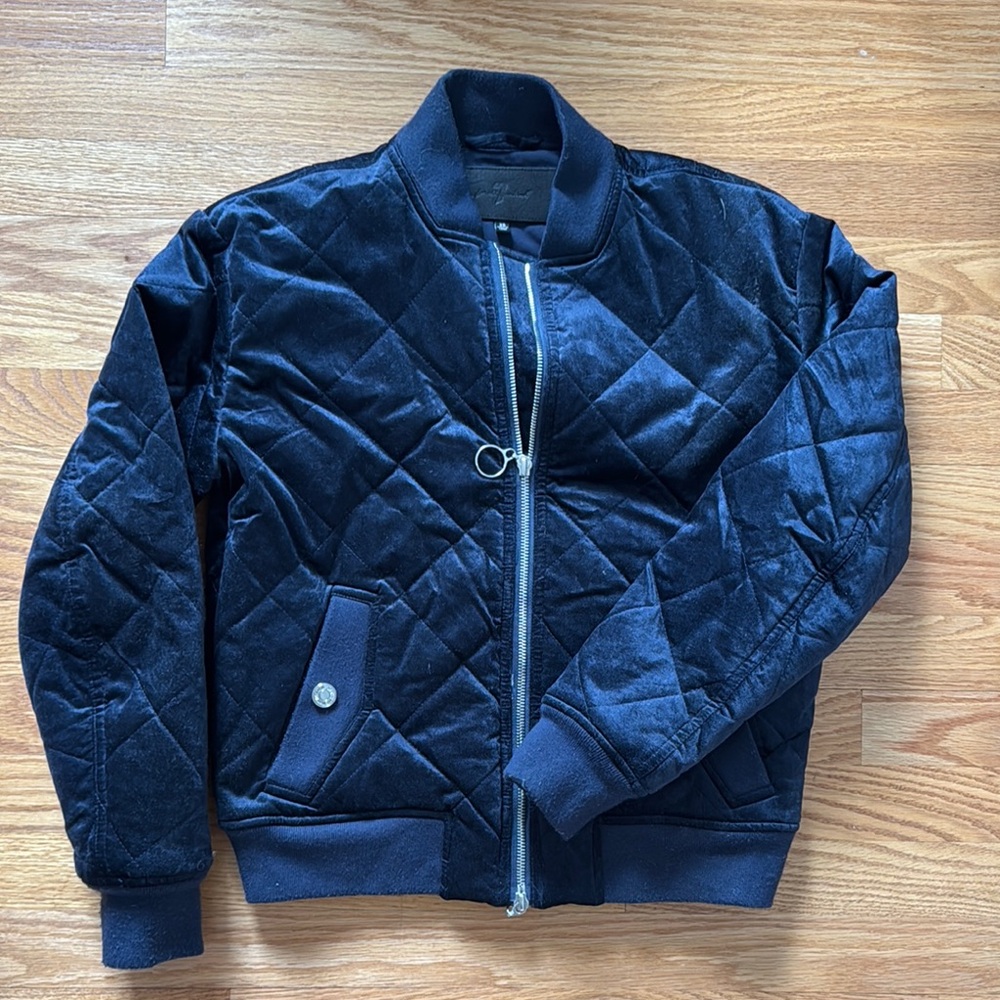 7 For All Mankind Navy Quilted Bomber Jacket
